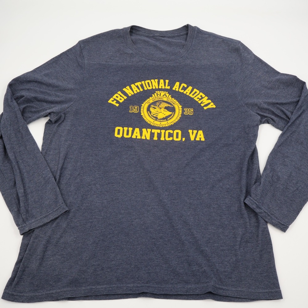 FBI National Academy Long Sleeve T-Shirt Mens L Heather Navy Quantico VA Graphic